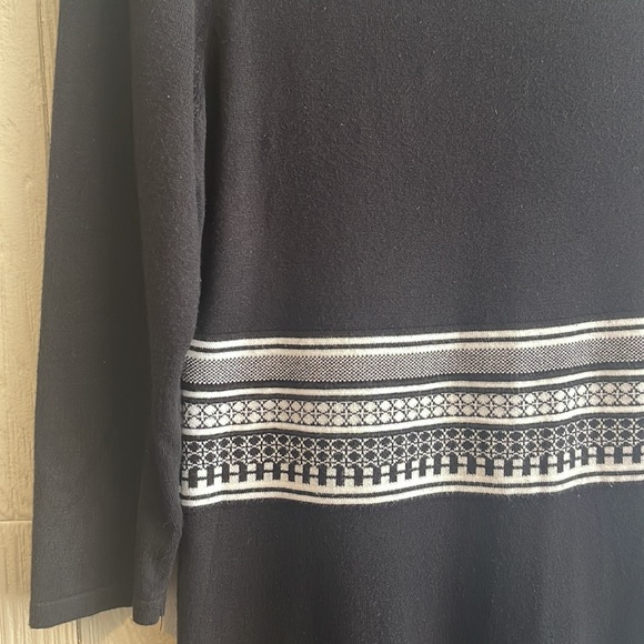 Zoe+Phoebe Sweater Dress Long Sleeve Black & White Soft & Cozy - Picture 3 of 7